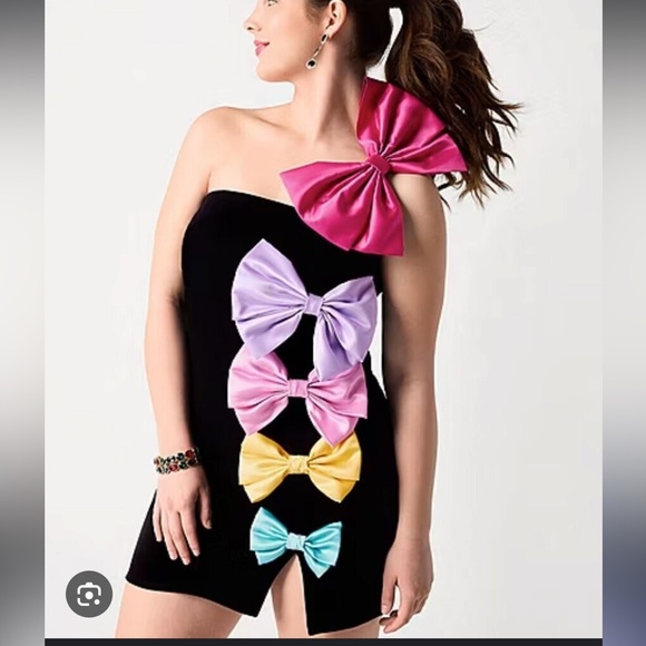 JCPenney johnny wujek prom Black Dress with Bows size L - Picture 1 of 9